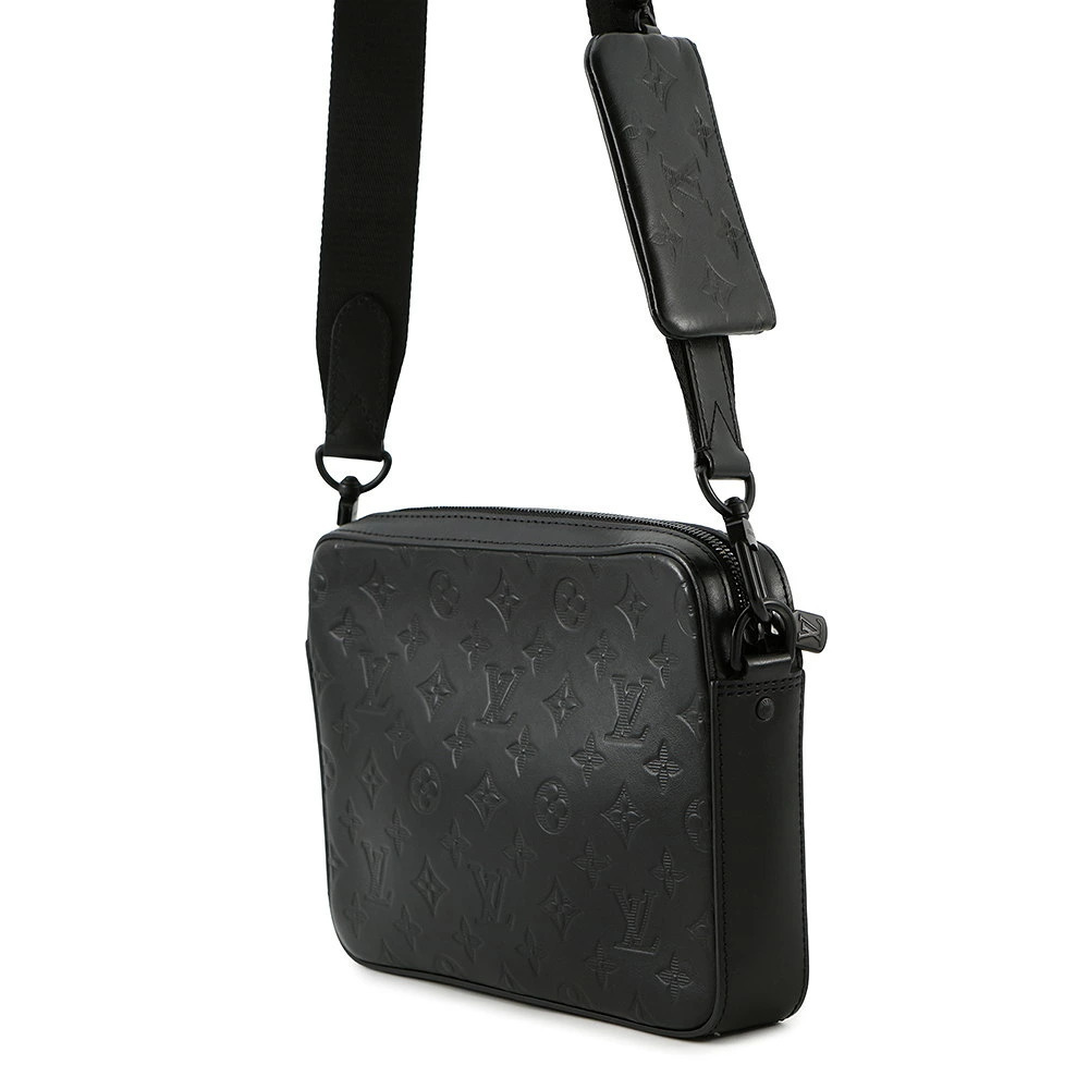 Louis Vuitton Black Messenger Shadow Monogram Shoulder Bag Duo Black